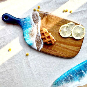 Planche à découper marine personnalisée en résine de bois de noyer, planche à fromage pour pain aux fruits de cuisine, plateau de service pour fête à la maison - Product Image 6