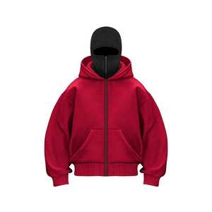 Sweat à capuche balaclava pour homme avec logo personnalisé brodé, double couche, pull à fermeture éclair intégrale, taille plus, design surdimensionné 3D - Product Image 2