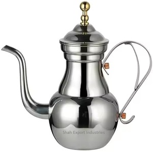 Dallah de café árabe de diseño Premium en uso terminado de plata metálica para villas y ollas de té y café de Resort - Product Image 1