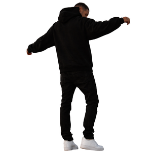 Sweat-shirt à capuche oversize noir pour homme, 50% coton, 50% polyester, épaules tombantes, streetwear, coupe décontractée, sweat-shirt d'hiver - Product Image 6