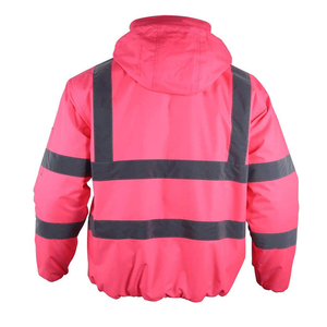 Veste de travail réfléchissante rose haute visibilité pour homme, veste bomber de sécurité - Product Image 2