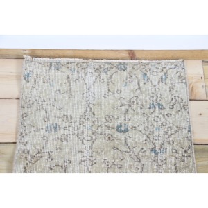 พรมวินเทจขนาด 1.6x2.9 ฟุต พรมขนสัตว์ลายดอกไม้สีเบจสไตล์ตุรกี - Product Image 4