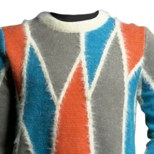 Pull en tricot à motif géométrique pour homme, manches longues, col rond, doux, pull d'hiver décontracté, streetwear unisexe, haut - Product Image 4