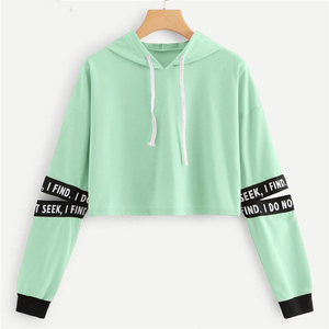 Hot Selling Women's Winter Oversized <b>Wool</b> Hoodie Set Short Letter Print Face Crop Top Front Logo Loose Fit Comfortable Badge - Product Image 5