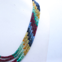 Perles de pierres précieuses naturelles saphir, émeraude, rubis facettées taille brillant certifiées GIA de qualité supérieure, 5 rangs, prix de gros