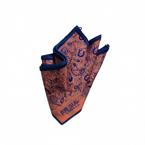 Handmade Salmon Blue Paisley Knitted <b>Edge</b> Signature Border Handkerchief Dining Pocket <b>Square</b> for Blazer <b>Square</b> Handkerchiefs - Product Image 3