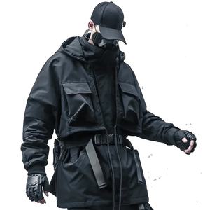 Chaquetas Techwear Cyperpunk para hombre, cortavientos de invierno, bolsillos Cargo, capucha suelta, Parka táctica para actividades ninja al aire libre lavadas - Product Image 2
