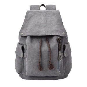 Sac à dos en toile cirée unisexe de 15.6 pouces avec cordon de serrage pour ordinateur portable Sac à dos unisexe de style tendance avec logo personnalisé - Product Image 3