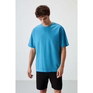 T-shirt homme bleu pétrole, grande taille, 100% coton, jersey texturé épais, imprimé - 88369 - Product Image 6