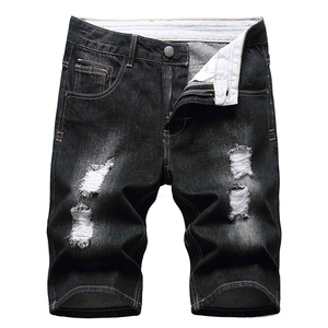 Pantalones cortos elásticos de mezclilla lavados Rasgados Ajuste clásico Biker Jeans Trunks shorts Casual Verano Estilo Cómodo Fabricante al por mayor - Product Image 1