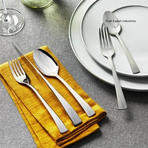 Ensemble de couverts en métal au design tendance en finition argentée à poignée simple pour la maison et le mariage ensembles de couverts de vaisselle de table - Product Image 3