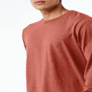 "Clay Heather CVC Long Sleeve <b>T</b>-<b>Shirt</b>: Premium Blend of 52% Airlume Combed Cotton and 48% <b>Poly</b>, 4.2 Oz, Unisex Fit" - Product Image 5