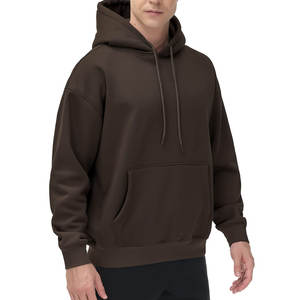 Sweats à capuche pour hommes de haute qualité 100% coton basiques coton mélangé surdimensionné recadrée vêtements de rue sweats à capuche en molleton uni pour hommes - Product Image 6