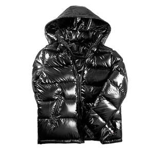 Top Trending Puffer Chaquetas de manga larga con logotipo impreso personalizado Unisex Shinny Chaquetas acolchadas Relleno de poliéster Hombres Outwear de invierno - Product Image 4