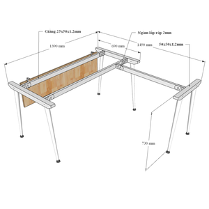 Bureau en L HBCO015 140x150cm, style minimaliste de luxe, système CONE, pieds en acier, mélamine, pour bureau ou chambre, assemblage requis - Product Image 3