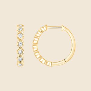 Pendientes de Diamantes Cultivados en Laboratorio, Corte Redondo, 0.24 Quilates, Bisel Medio, Estilo Creole, F-VS, en Oro Sólido de 14K, Joyería de Alta Demanda - Product Image 3