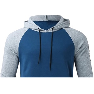 Wholesale <b>Men</b> Color Block Hooded Tracksuit Top 3/4 Sleeve <b>Pullover</b> Sweatshirt Casual Jogging Sportswear Factory Manufacturer Pro - Product Image 1