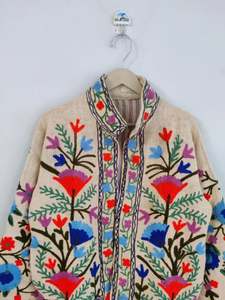 Veste en tissu Suzani en velours 2025, broderie florale, veste courte, faite à la main, veste unisexe d'hiver avec doublure en coton à l'intérieur - Product Image 3