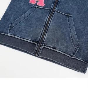 เสื้อฮู้ดฤดูหนาวแบบมีฮู้ดสำหรับชมรมพี่น้อง 100% ผ้าฝ้าย ระบายอากาศได้ดี แห้งเร็ว ไม่หดตัว ปักลายเดนิม 3 มิติ ด้านหน้า - Product Image 6