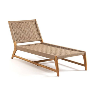 Chaises longues d'été Chaise longue en bois de teck naturel avec combinaison de rotin pour le jardin et la piscine Chaises longues pour l'extérieur Mobilier d'extérieur - Product Image 5