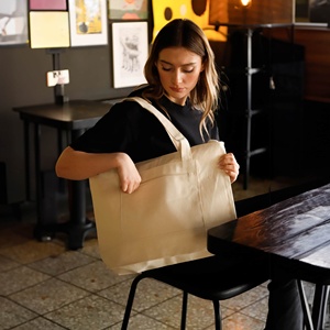 Ultimate <b>Zip</b> Canvas <b>Tote</b> Medium Eco-Friendly Heavy Duty Personalized Letter Screen Printing for Daily Use Advertising Leather PP - Product Image 3