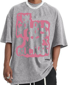 T-shirt tricoté à manches courtes 100% coton délavé à l'acide pour hommes, logo personnalisable, derniers vêtements décontractés avec fibre de bambou - Product Image 5