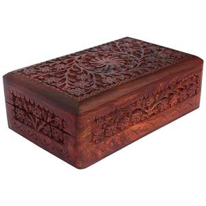 Caja de madera para el hogar y la decoración, tallado Rectangular de madera hecho a mano, tallas intrincadas, aniversario de boda, cumpleaños, regalo del Día de San Valentín - Product Image 4