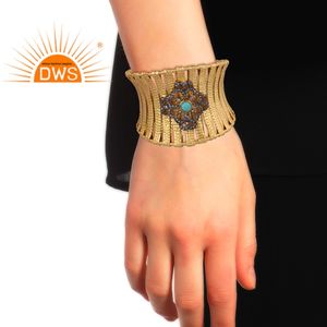 Bracelet en argent sterling plaqué or 18k naturel multi-pierres précieuses, fabricant de bijoux fins - Product Image 2