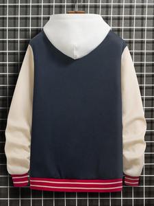 Chaqueta universitaria acolchada de lana con capucha Beige marino Unisex 100% algodón Streetwear College Baseball prendas de vestir exteriores Red Rib Trim Warm - Product Image 3