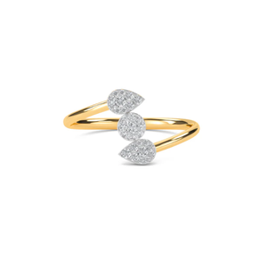 Bague élégante en forme de feuille d'or jaune, coupe marquise, serti de dérivation en diamant cultivé en laboratoire pour femmes pour apprécier la nature contemporaine - Product Image 1