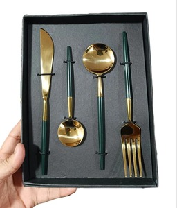 Diseño de acabado Utensilios de cocina de acero inoxidable Juego de cubiertos Diseño completamente de metal Cubiertos dorados Herramientas Cubiertos brillantes Juego de cubiertos - Product Image 1