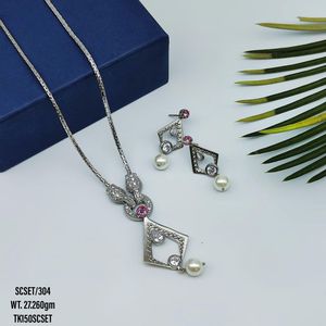 Custom 2023 Sterling Silver 925 Gold Plated Classic Dainty <b>Jewelry</b> <b>Sets</b> Zircon and Fresh Water <b>Pearl</b> Necklace with Earrings <b>Set</b> - Product Image 1
