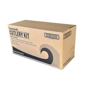 Kit de couverts jetables Boardwalk BWK3KITWHPS 3 pièces, poids moyen, blanc, fourchette/couteau/cuillère à café, fournitures de fête jetables, 250/carton - Product Image 5