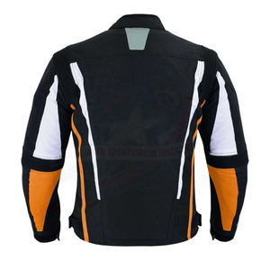 Veste de moto coupe-vent unisexe grande taille imprimée en Cordura-Textile de course automobile avec couleurs gris blanc et noir - Product Image 3