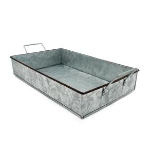 Plateau de rangement galvanisé en métal fini rustique le plus vendu plateau de service décoratif écologique pour la maison et l'hôtel - Product Image 3