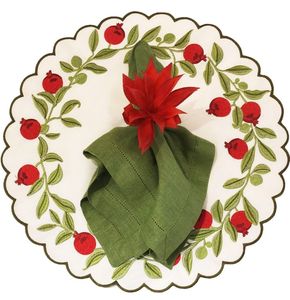 Set de table décoratif en lin brodé fait à la main avec bordure florale pour table de banquet de mariage, design de ferme rustique et élégant - Product Image 3