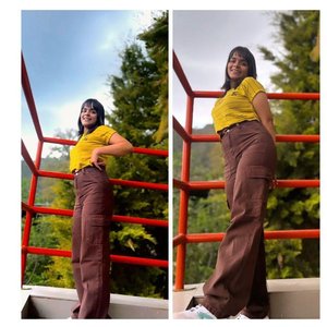 Pantalon cargo en jean marron style coréen Y2K pour femme, écologique, durable, taille haute, coupe droite, extensible, respirant, 6 poches - Product Image 4