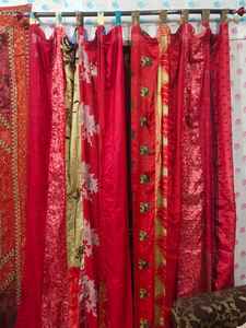 Modern Vintage <b>Silk</b> Sari Rod Pocket Floral <b>Curtain</b> Full Light Shading for Skylight Window Shade Home Decor Bedroom Living Room - Product Image 2