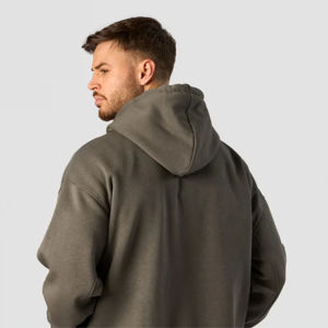 Sweat-shirt à capuche surdimensionné pour homme avec logo personnalisé, poids lourd, 400-500 GSM, épais, uni, à épaules tombantes, en molleton lavé - Product Image 3