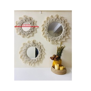 Espejo montado en la pared de macramé de Color rojo con forma de ojo, acabado Natural de aspecto estándar, decoración navideña colorida y decorativa - Product Image 6