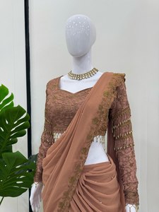 Reday à porter Lehengha saree Bollywood Party Wear indien pakistanais nouveau Sari créateur de mariage livraison gratuite dans le monde entier - Product Image 4