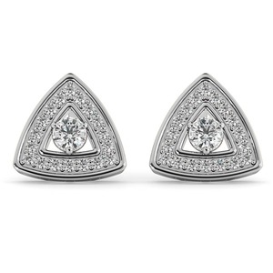 Boucles d'oreilles triangulaires en diamant rond taillé halo, 0,96 ct, diamant cultivé en laboratoire, en platine, pour occasions spéciales - Product Image 1