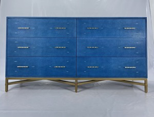 Hot Selling Modern Extendable Bedroom Dresser & Nightstand with 6 <b>Storage</b> Drawers Faux Shagreen Fabric - Product Image 4