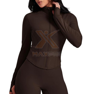 Veste de yoga respirante et durable pour femmes grandes tailles, de haute qualité, avec fermeture éclair intégrale, couleur unie, veste de fitness - Product Image 4