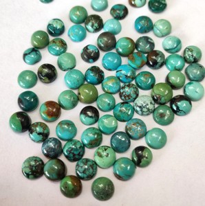 Cabochon rond en turquoise tibétaine naturelle 8mm de qualité supérieure-Turquoise tibétaine ronde en vrac - Product Image 2