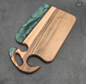 Planche à découper en bois d'acacia, marbre rectangulaire au design unique Planche à découper pour pizza au fromage avec poignée Planche à découper pour aliments et fruits - Product Image 4