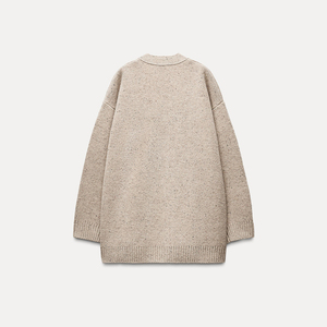 เสื้อสเวตเตอร์ถักสำหรับผู้หญิง, เสื้อกันหนาวถักแขนยาวลำลองมีกระดุมด้านหน้าสำหรับฤดูหนาว - Product Image 2