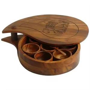 Boîte à épices et cuillère en bois en bois de Sesham Boîtes à épices Masala Stockage masala de noix et d'épices en gros - Product Image 1