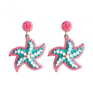 ต่างหูรูปปลาดาวปักลูกปัดที่มีสไตล์ล่าสุดพร้อมเครื่องประดับทำมือทันสมัยหรูหราพรีเมี่ยมคุณภาพสูงสำหรับเด็กผู้หญิง - Product Image 1
