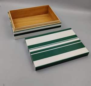 Caja decorativa de MDF con incrustaciones de resina con patrón de triángulo negro Beige, organizador de almacenamiento hecho a mano para dormitorio, oficina y sala de estar - Product Image 6